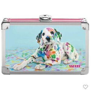 VAULTZ Rainbow Spotted Dog Pink Locking Supply Box Pencil Make up Case